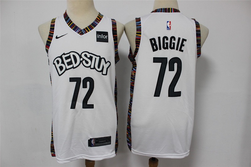 Men's Brooklyn Nets #72 Biggie 2020 White City Edition Stitched Jersey
